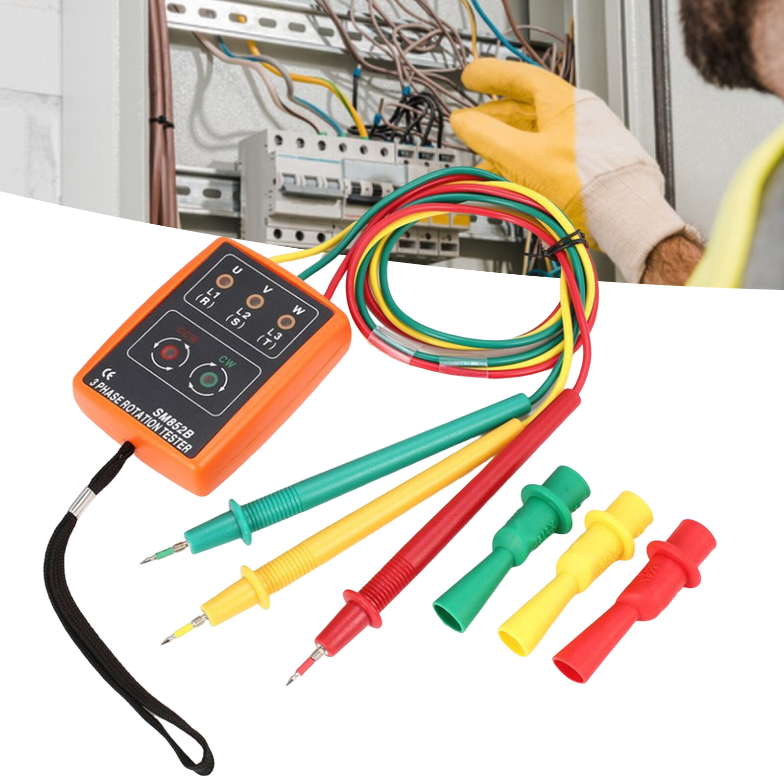 BDZL SM852B Digital Phase Detector Professional Intelligent Dual-use Accurate High Performance Check Phase Sequence Portable 3 Phase Rotation Tester Indicator LED Buzzer for Industry Phase Sequence Meter
