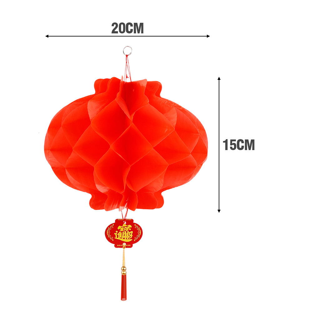 Polocat 4pcs Chinese Style Red Honeycomb Waterproof Paper Lantern for Party Wedding Decoration 2024 Year of the Dragon Decoration (In stock)