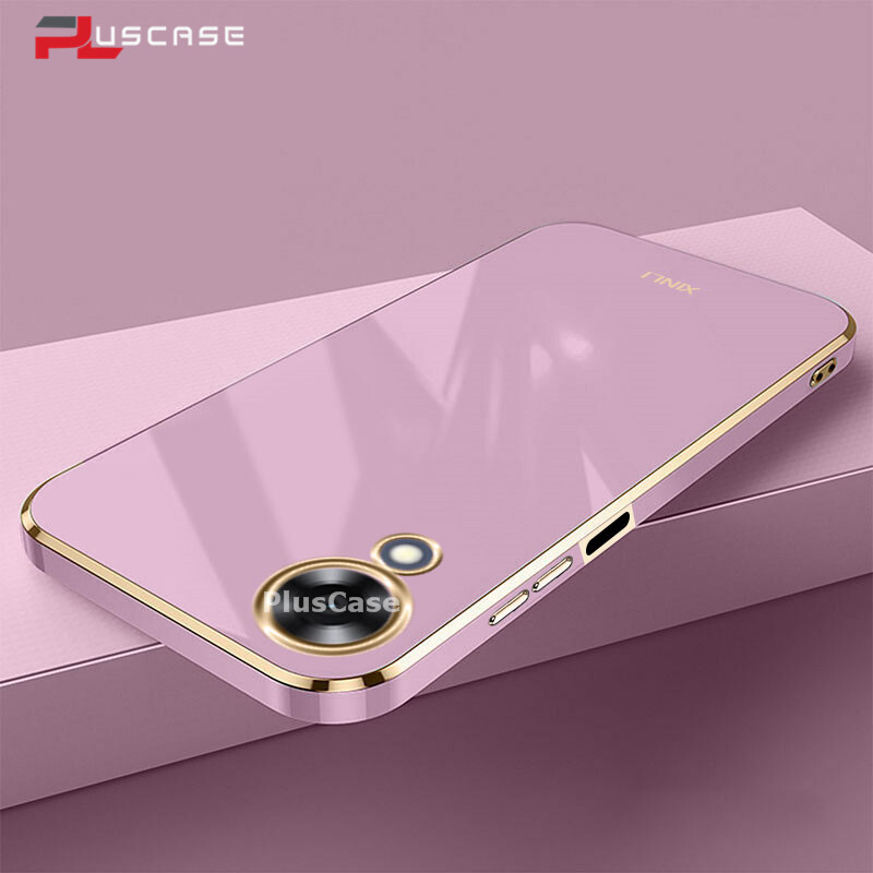 PlusCase for OPPO A17k 6D Plating Soft Case Lens Protector Square Frame Silicone Glossy Shockproof Phone Back Cover