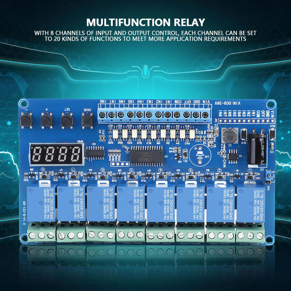 8-36V 8-channel Multifunction Time Delay Relay Relay Module Interface Board Module Optocoupler LED