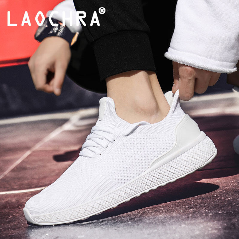 LAOCHRA Fashion Men Shoes Sneakers Flat Casual Shoes Lightweight Sport Shoes Men Breathable Black White Jogging Shoes Big Size 39-46