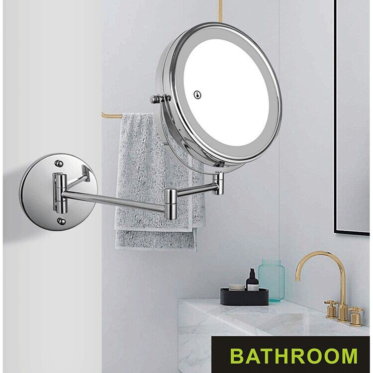 Led Folding Bathroom Mirrors Touch Ftion Led Magnifying Makeup Mirror Wall Mounted Dual Arm Extension LED Bathroom Mirror