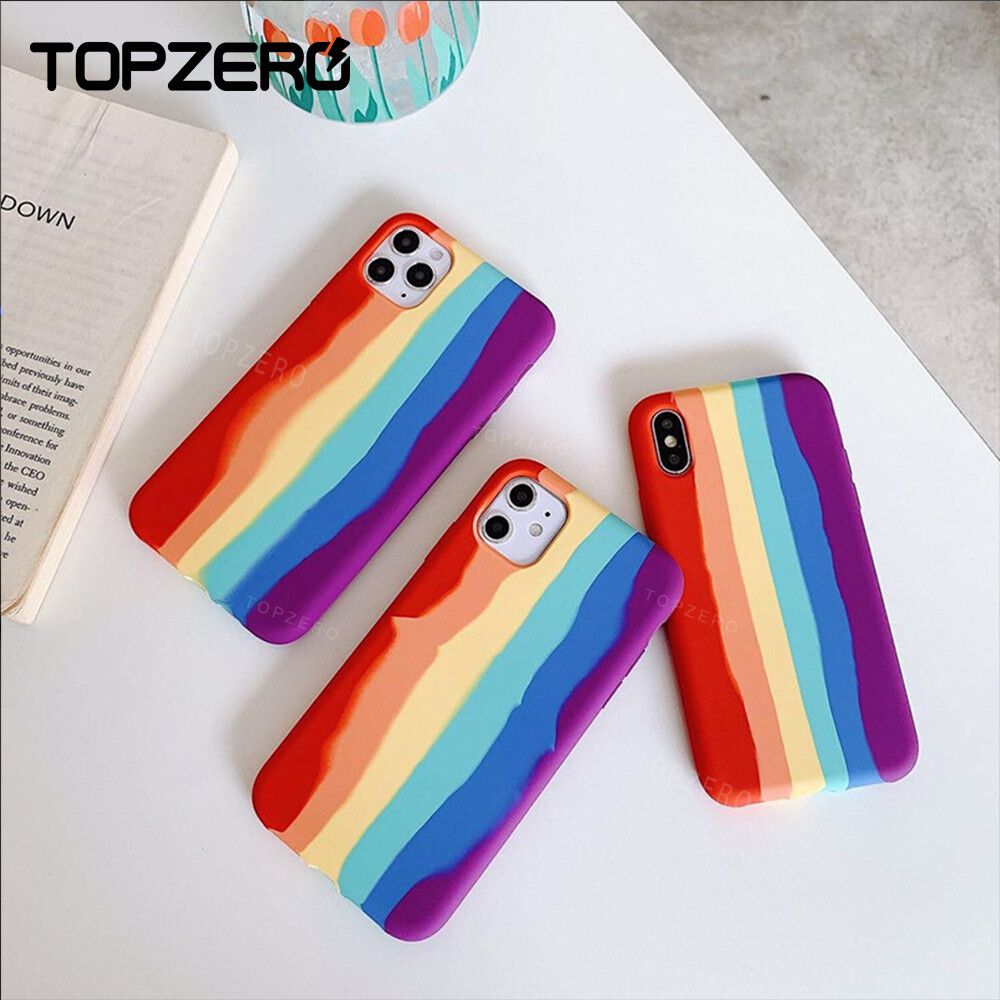 Topzero for iphone 12 11 7 8 6 6s x xs xr phone case art rainbow liquid silicone case slim rubber protection back cover cases for iphone 12 pro max 11 pro max 7 8 plus 6 6s plus xs max