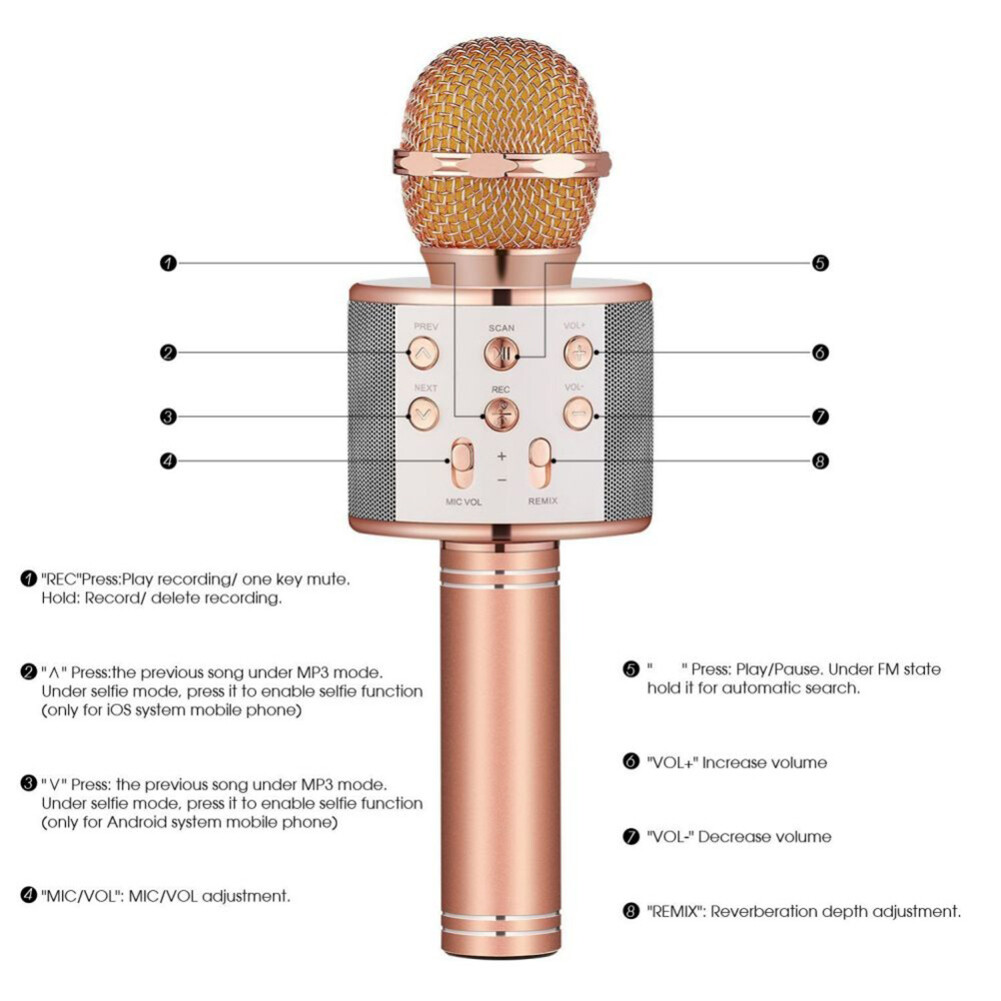 【CozyySpace】 WS858 Microphone Handheld Bluetooth Wireless Karaoke KTV Party Music Singing