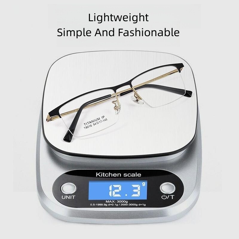 FIRADA Fashion Comfortable Eyeglasses Vintage Titanium Square Half Frames Eyewear Business Prescription Glasses Frame Men T8016B