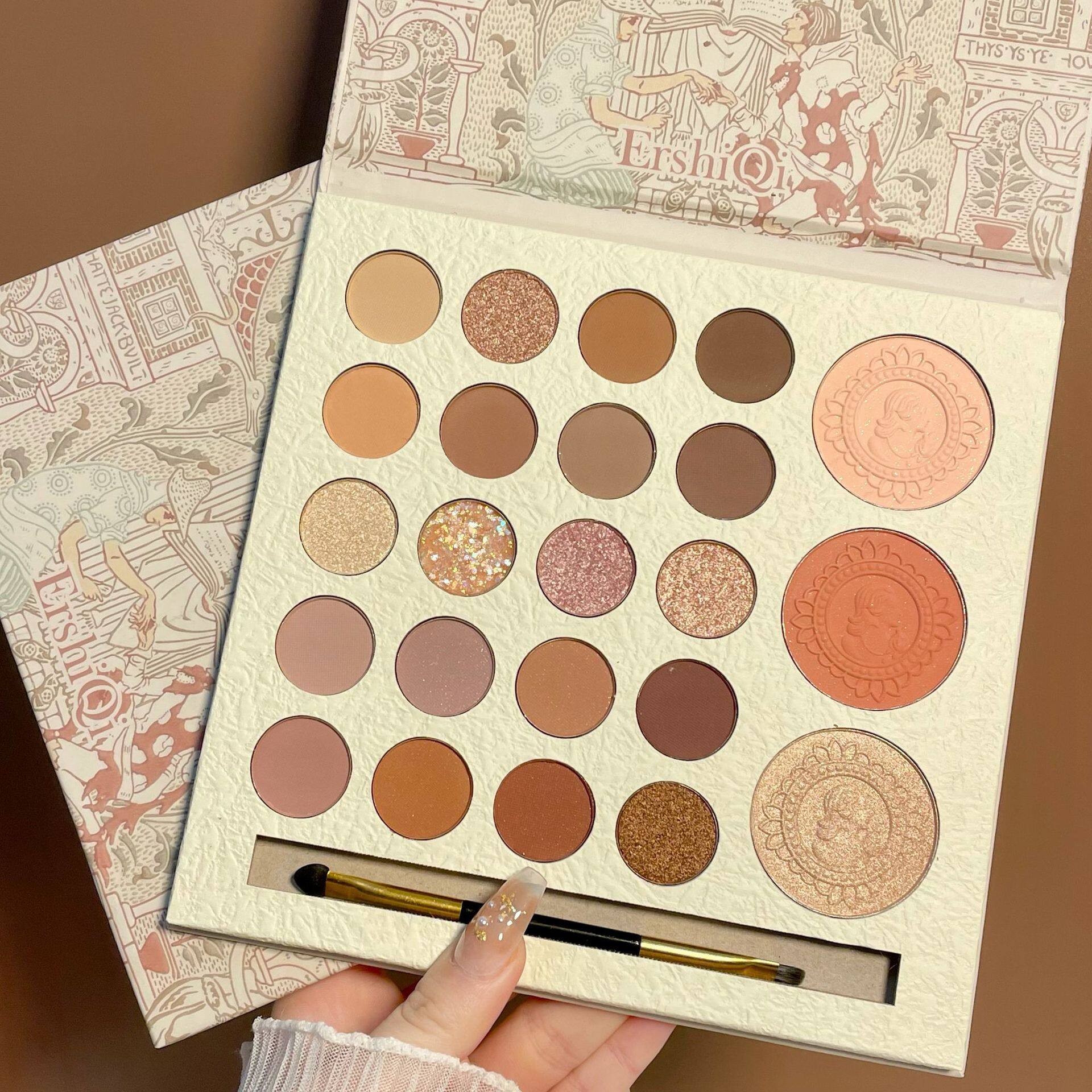 Pearl Matte Eye Shadow Plate Earth Color Eye Shadow Disc Eyeshadow Compact Highlighted Blush Eye Shadow Disc Pearlescent Matte Eye Shadow Plate