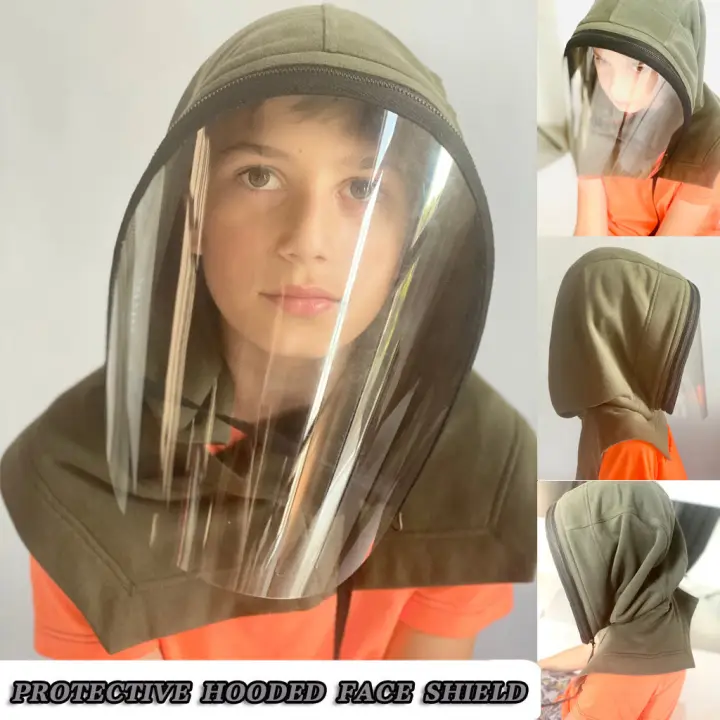 Sports Breathable Clear Full Face Mask with Hooded Hat Protective Wear Adult Cap