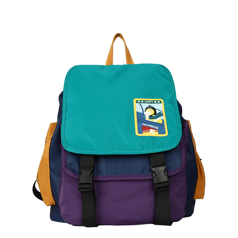 OLANG🎒student bag korean fashion large capacity backpack men's backpack middle and high school students' schoolbag Paneled Color Sports Backpack