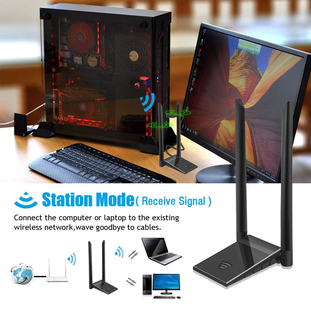 Bộ Chuyển Đổi WiFi USB 3.0 Card Mạng Không Dây Băng Tần Kép AC1200 Đối Với Máy Tính PC