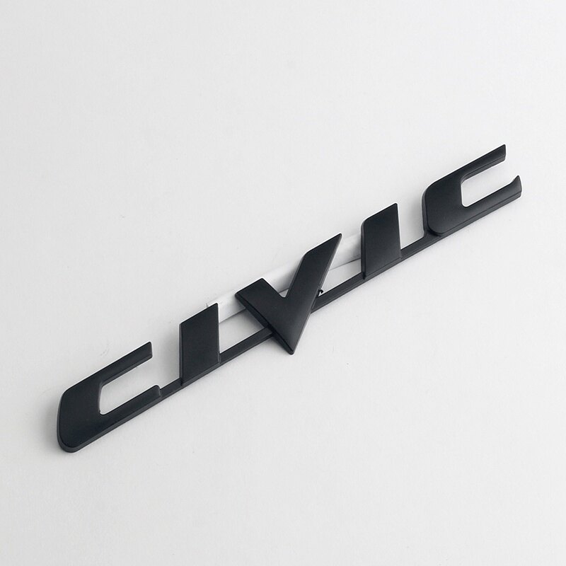 17cm Letter emblem stick for CIVIC Honda Rear trunk logo Car body side badge Black English word symbol