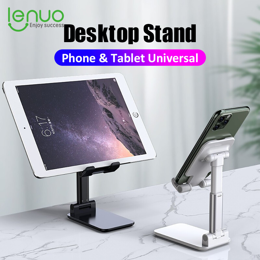 Lenuo New Upgrade Desktop Phone Stand For iPhone Samsung Xiaomi Ipad Phone Holder Mobile Phone Tablet Universal Folding Portable Table Stand Mount