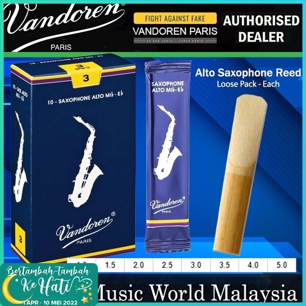 Vandoren Paris Alto Saxophone Traditional Reed Loose Pack Each - 1.0/ 1.5/ 2.0/ 2.5/ 3.0/ 3.5/ 4.0/ 4.5/ 5.0 (Alto Sax) Malaysia