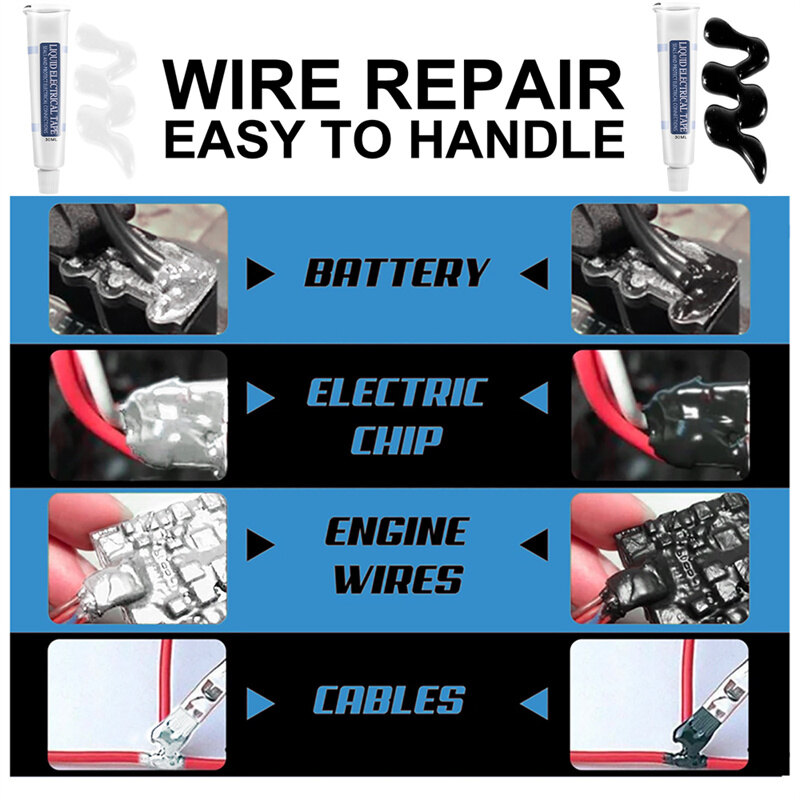 30ML Liquid Insulation Paste Electrical Wire Cable Coat Fix Line Glue Waterproof Protection Sealed Repair Rubber Liquid Tape
