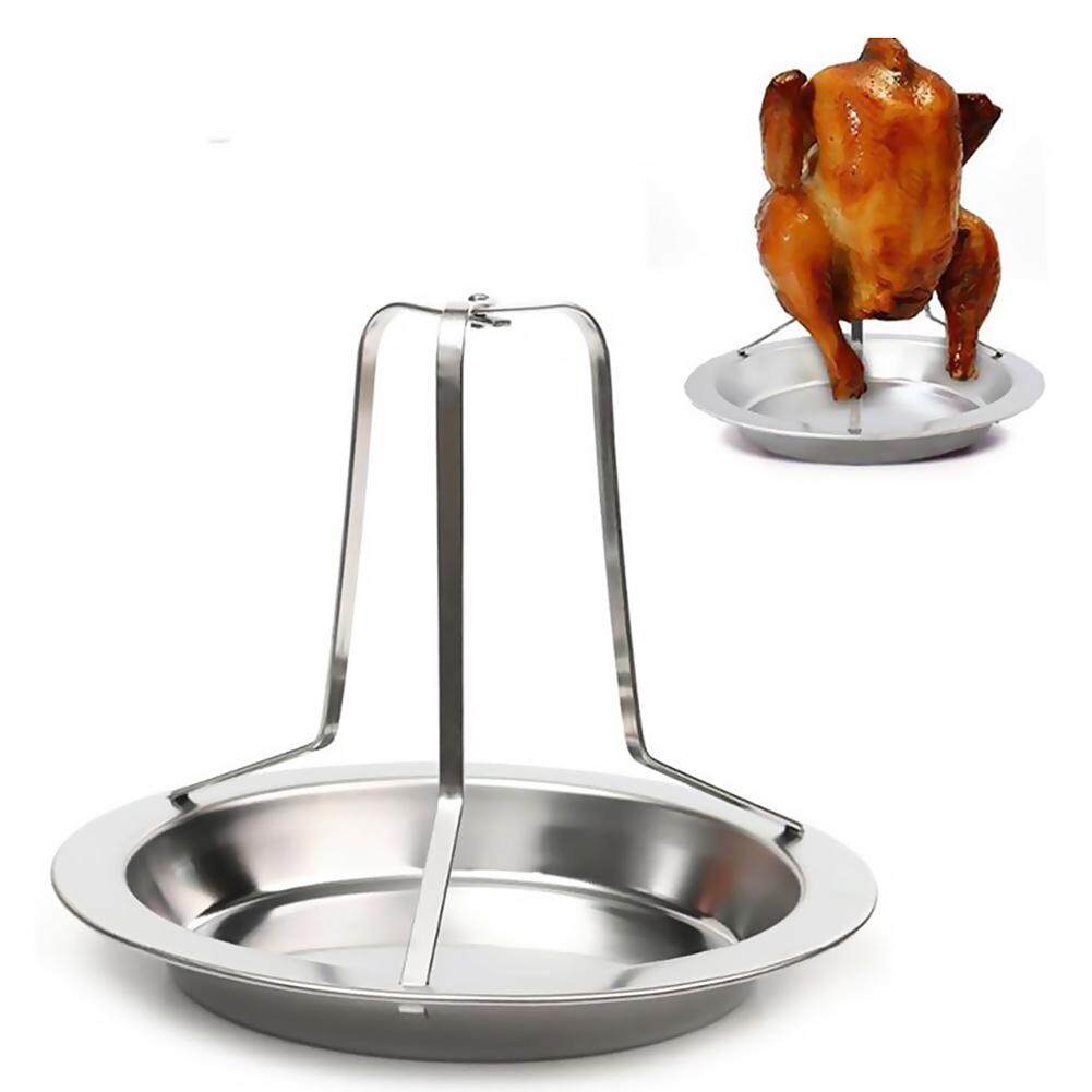 Tavey Professional Stainless Steel Chicken Roaster Rack Holder Non-Stick BBQ Rack Grid Roasted Chicken Plate for Camping Dinner