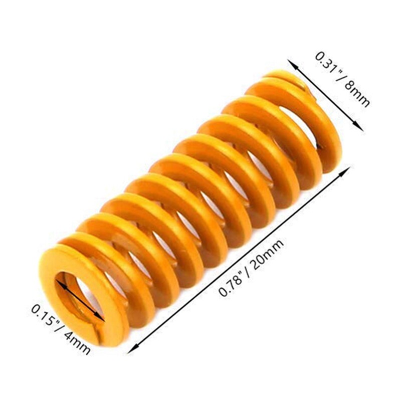 3D Printer Heat Bed Leveling Spring 8X20mm Compression Yellow for Creality Ender 2 3 Pro CR-10S PRO Hotbed (10 Pcs)