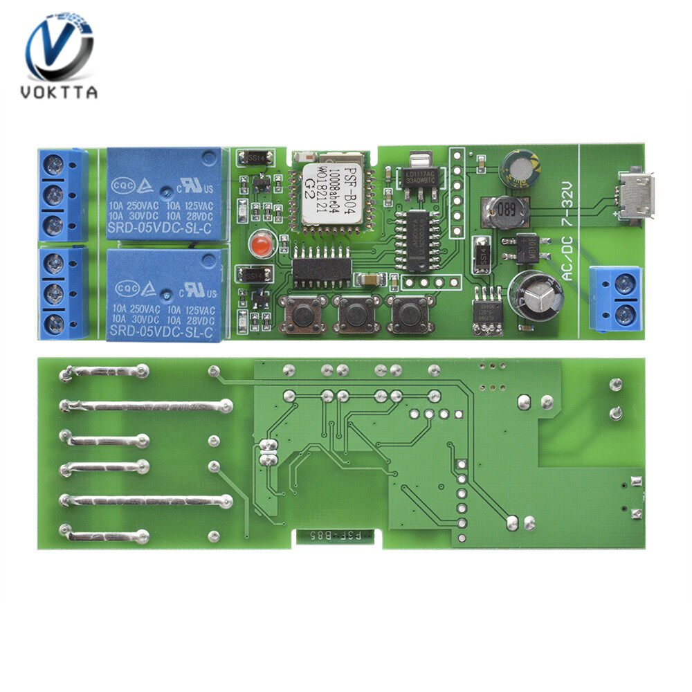 Voktta 100% original usb5v/dc7-32v 2 channel wifi remote control relay switch module remote control relay switch module
