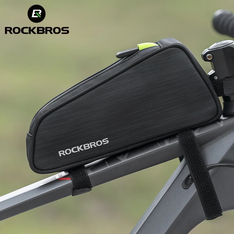 Rockbros bicycle triangle front tube bag 1.1l reflective frame front top tube cycling bag