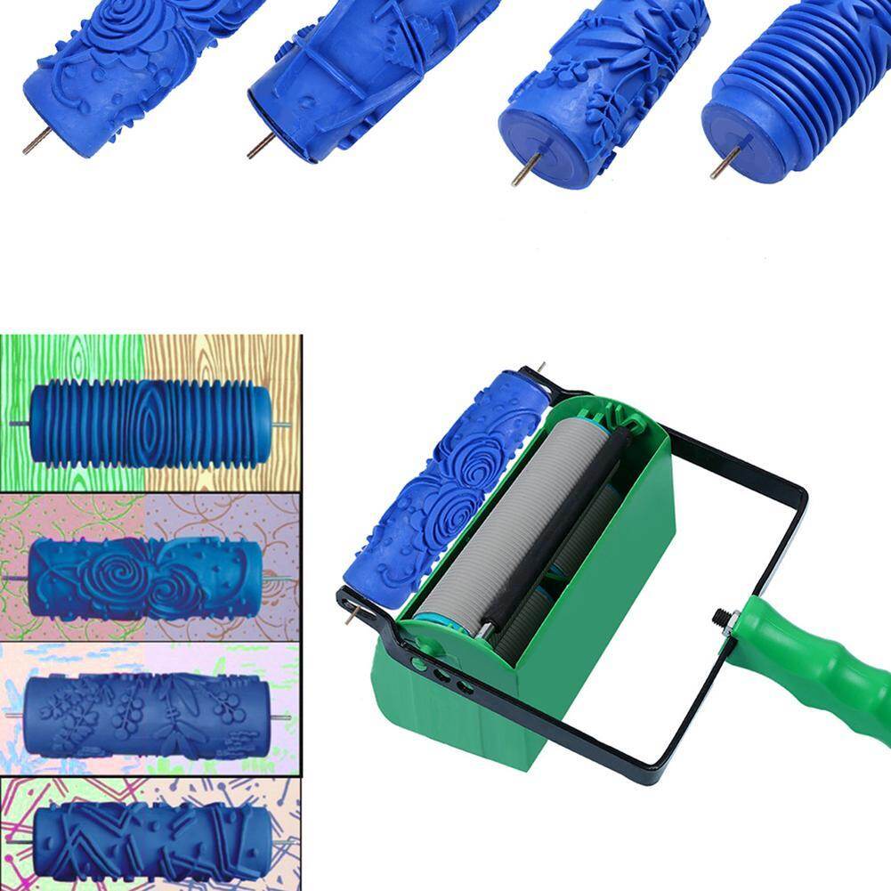 [HOSPORT] DIY Rubber Roller Embossed Paint Roller Sleeve Wall Texture Stencil Brush