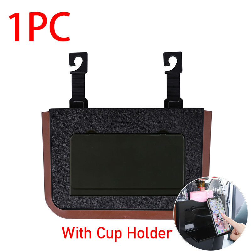 Car Seat Back Storage Bag ABS Organizer Hanging Trash Waterproof Pocket