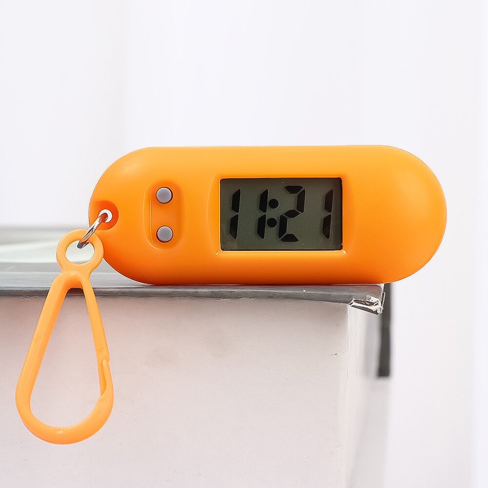 Mini cho sinh viên yên tĩnh tiện dụng đồng hồ điện tử với Keychain điện tử hình bầu dục xem LCD Bảng kỹ thuật số thời gian đồng hồ điện tử treo móc chìa khóa