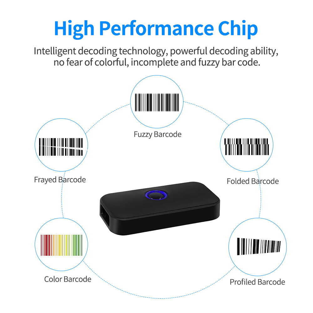 Aibecy Handheld 3-in-1 Barcode Scanner 1D Bar Code Reader Support BT & 2.4G W-ireless & USB Wired Connection Compatible with Windows Android M-ac iOS for Supermarket Retail Logistics Warehouse,Support 1D Code