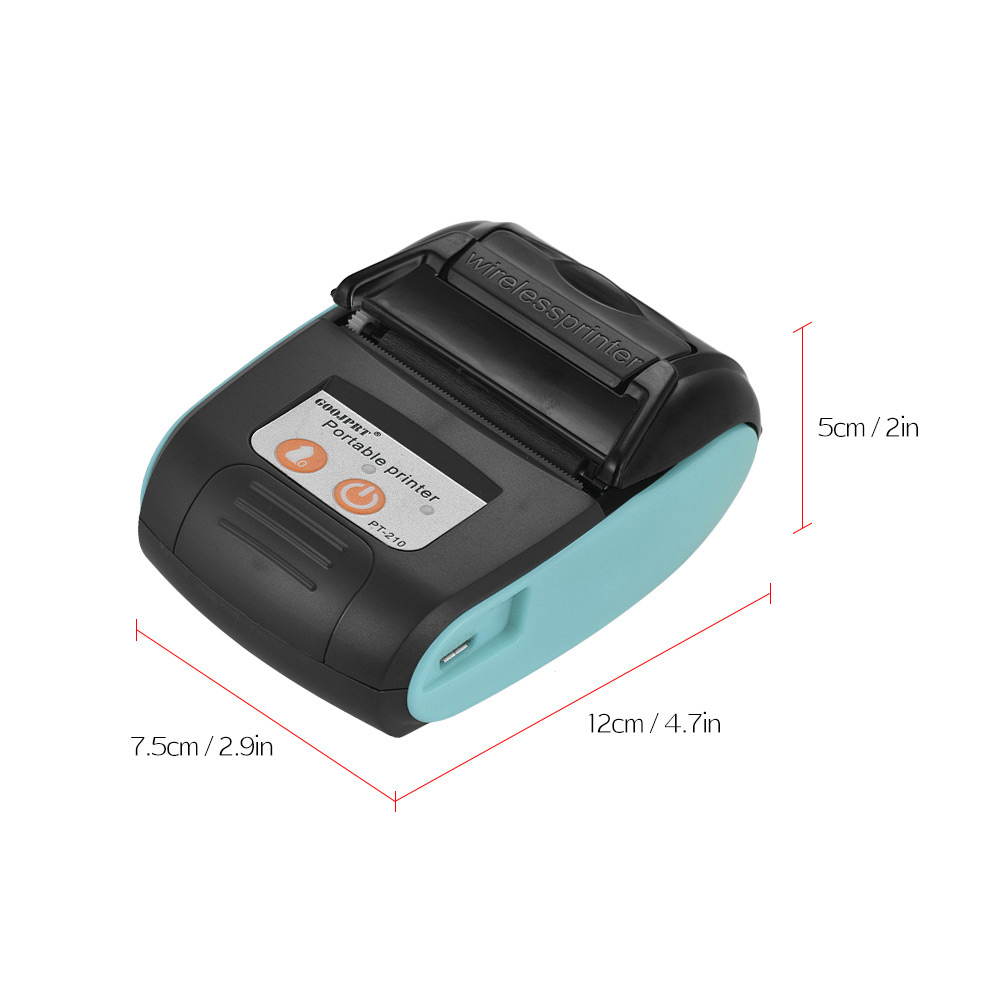 (Free 10 x Paper Rolls,58mm)GOOJPRT PT-210 Portable Thermal Printer Handheld 58mm Receipt Printer for Retail Stores Restaurants Factories Logistics, 10 Paper Rolls