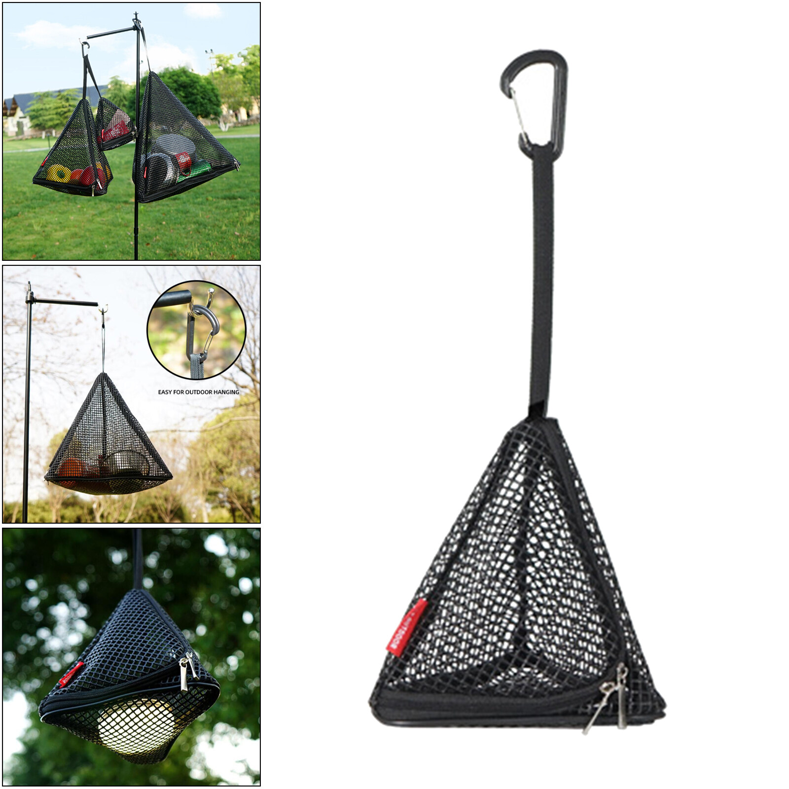 Baoblaze Portable Camping Dry Net Folding Triangle Hanging Mesh Foods