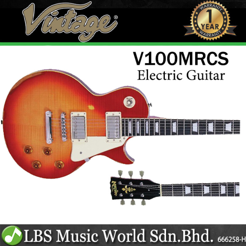 Vintage V100MRCS Icon Series Mahagony Body HH Pickup Electric Guitar Distressed Cherry Sunburst (V100 MRCS) Malaysia