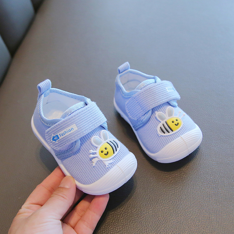 DENOSWIM Cute Baby Bee Sneaker for Boys Girls Magic Velcro Strap Design Newborn Flat Shoes Non Slip Kids First Walkers Socks Toddler Shoes
