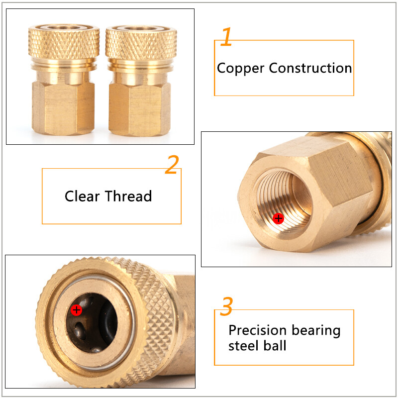 PCP High Pressure M10x1 Thread Quick Coupler Connector Quick Disconnect Copper Air Socket Connection Air Pump PCP Pump