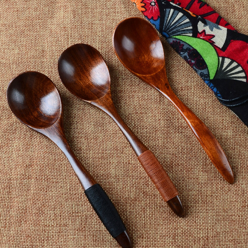 3pcs/set WoodenSpoon, 18CM Wooden Spoons Wood Soup Spoons For Kitchen Stirring And Cooking