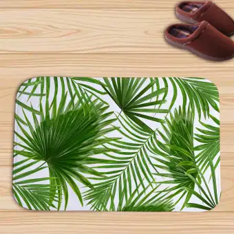 Hand Painted Watercolor Palm Tree Leaves Doormat Welcome Door Mat