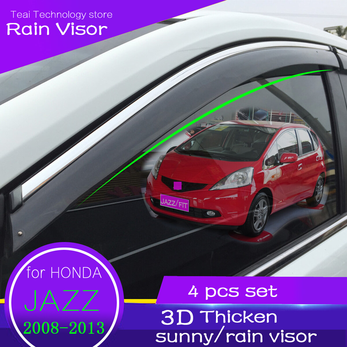 Rain Visor สำหรับ HONDA JAZZ 20082013 GK GK5 20142019 Sun Visor