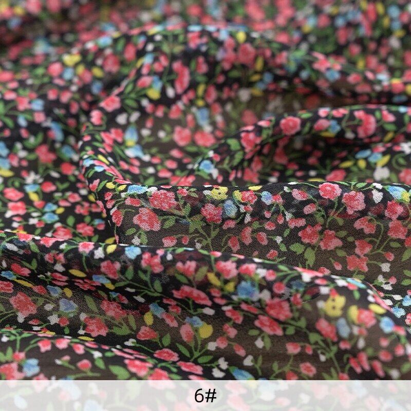 Chiffon Fabric With Mini Floral Print By The Yard, Tender Floral Print Fabric For Dresses, Skirts And Blouses