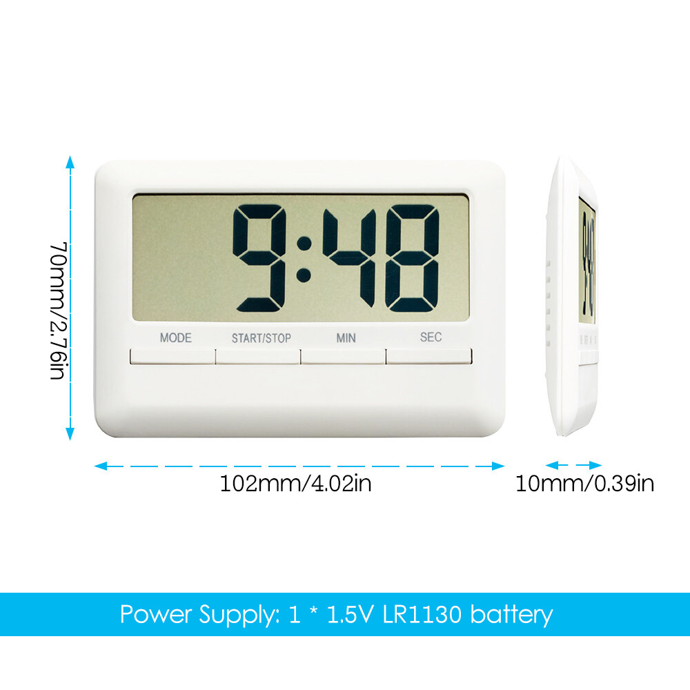 KKmoon LCD Digital Alarm Clock Timer Large Time Manual Countdown for Cooking Shower Study Stopwatch Kitchen Magnetic Electronic Clock