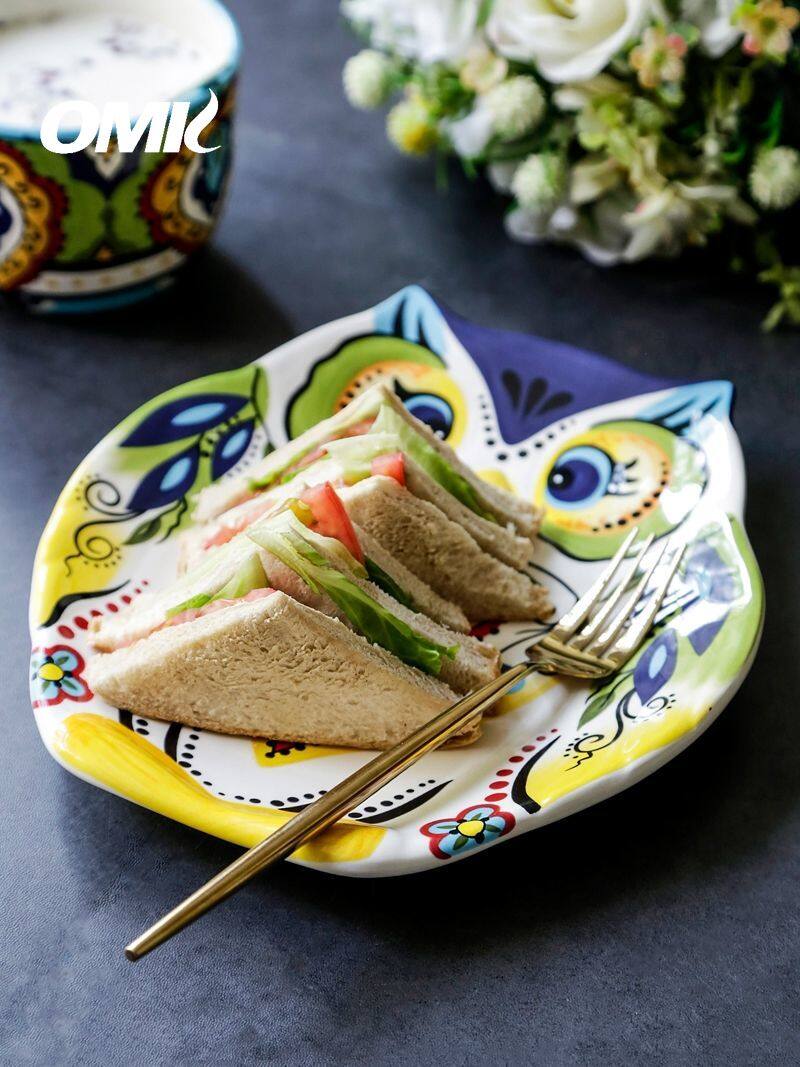 Omk cú mỹ theo kiểu đĩa ăn salad gốm đĩa cơm tối món tráng miệng