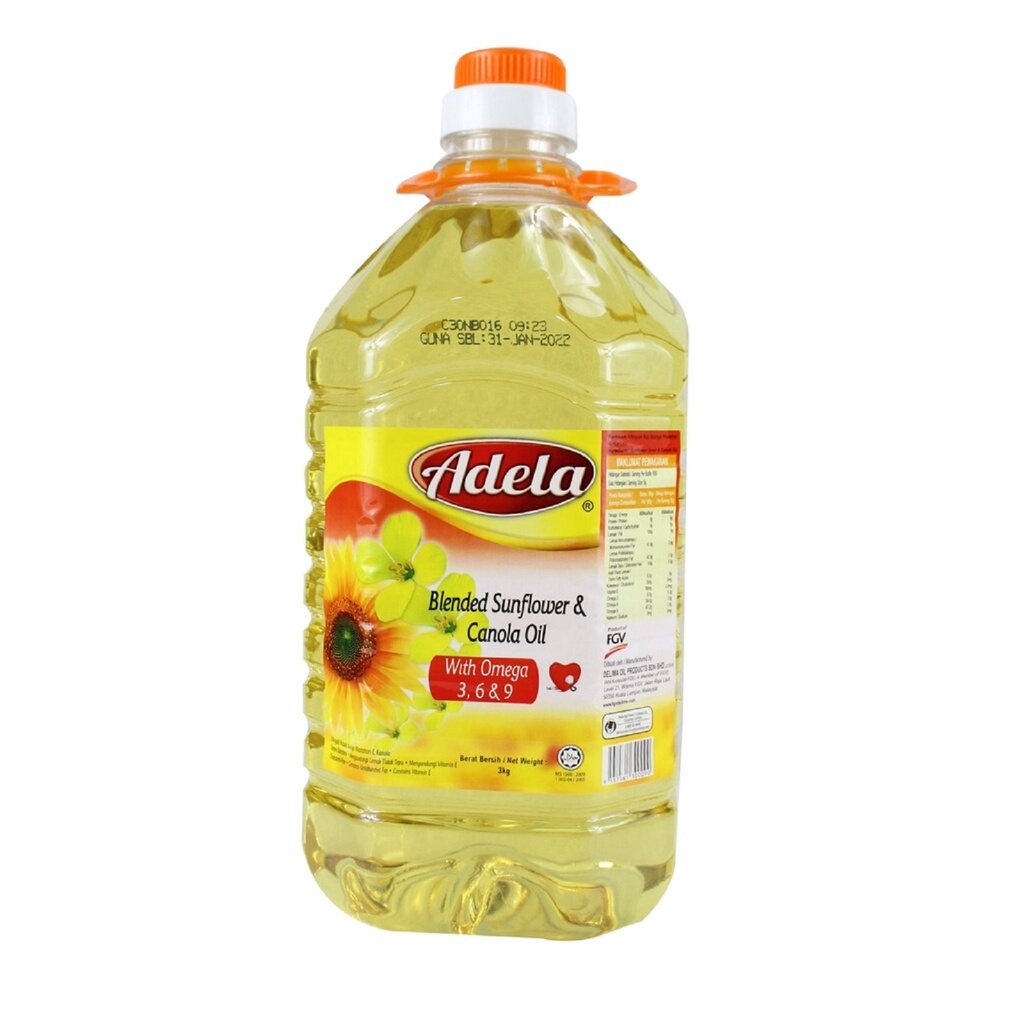 Adela Blended Sunflower & Canola Oil 3KG Lazada