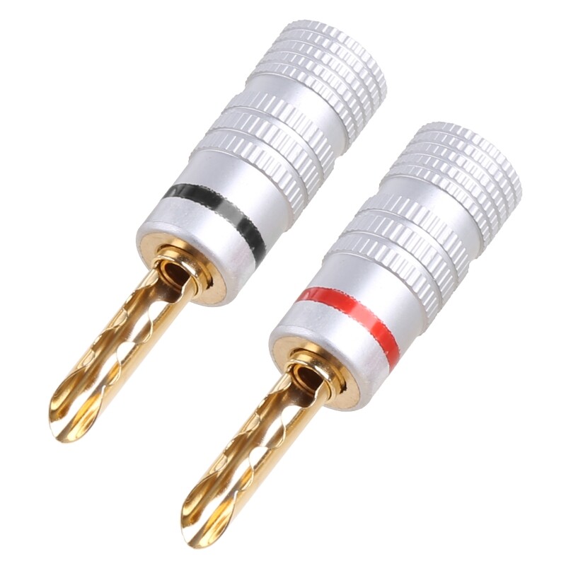 8 Pcs Gold Plated Copper BFA 4mm Banana Plug Adapter Wire Speaker Connectors