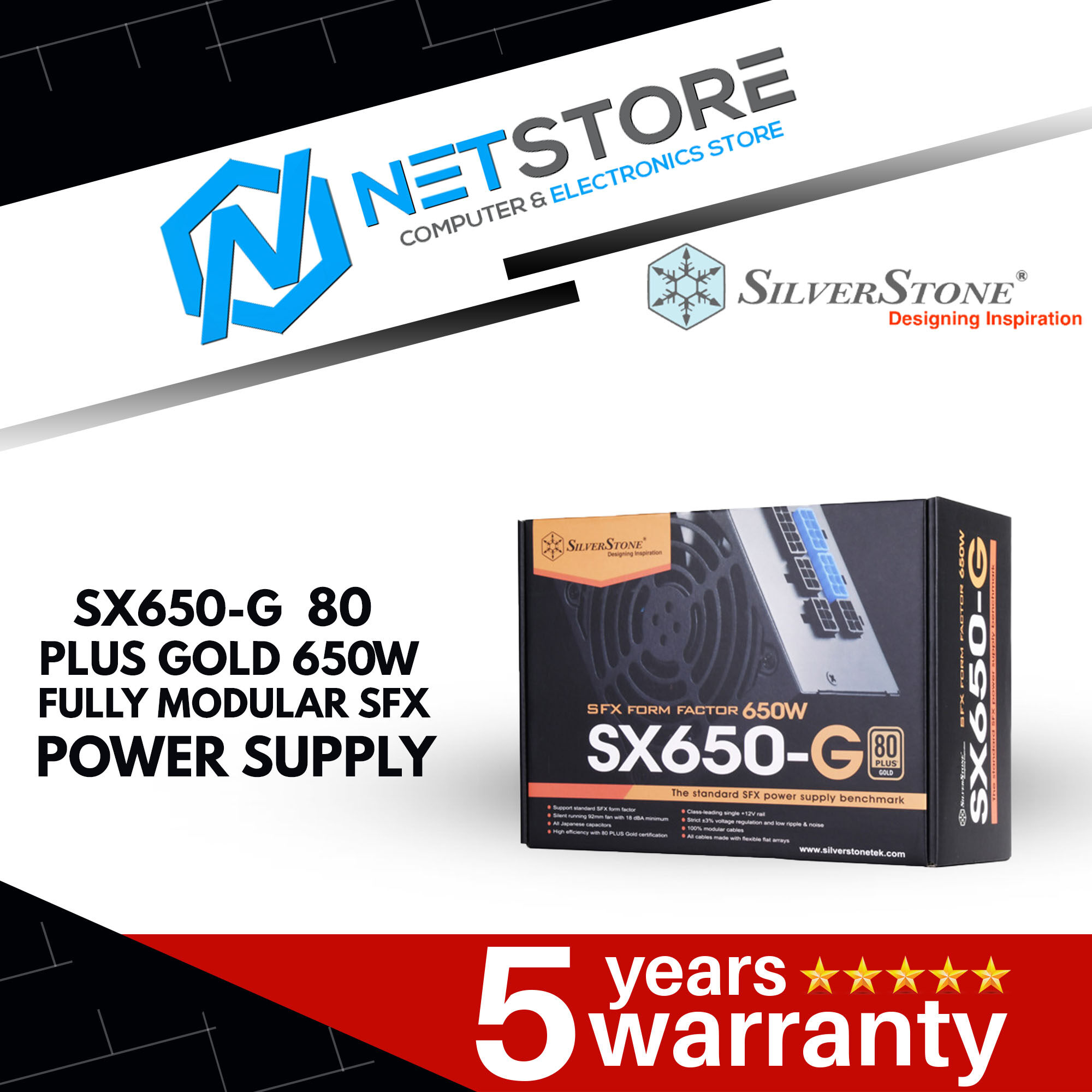 SILVERSTONE SX650-G 650W SFX 80 PLUS GOLD FULLY MODULAR POWER SUPPLY ...