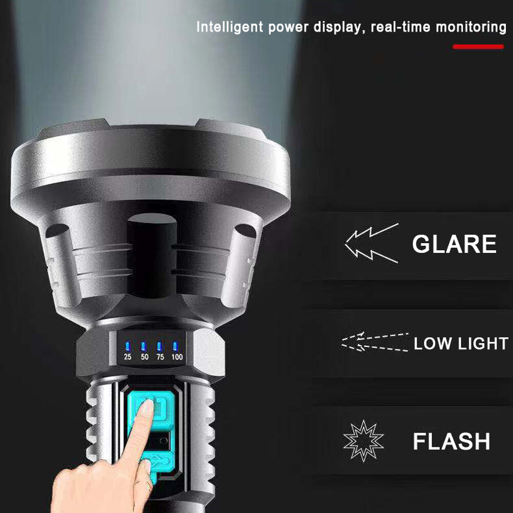 [In Stock] Original Super Bright 10000000LM Torch Powerful LED Flashlight USB Re-chargeable Tactical light flashlight re-chargeable torchlight flashlight powerful emergency light re-chargeable flashlight