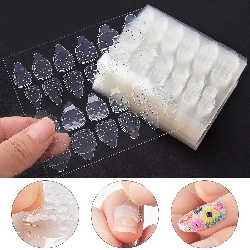 1Sheet 24pcs Double Sided False Nail Art Adhesive Tape Glue Sticker DIY Tips Fake Nail Acrylic Manicure Gel MakeupTool