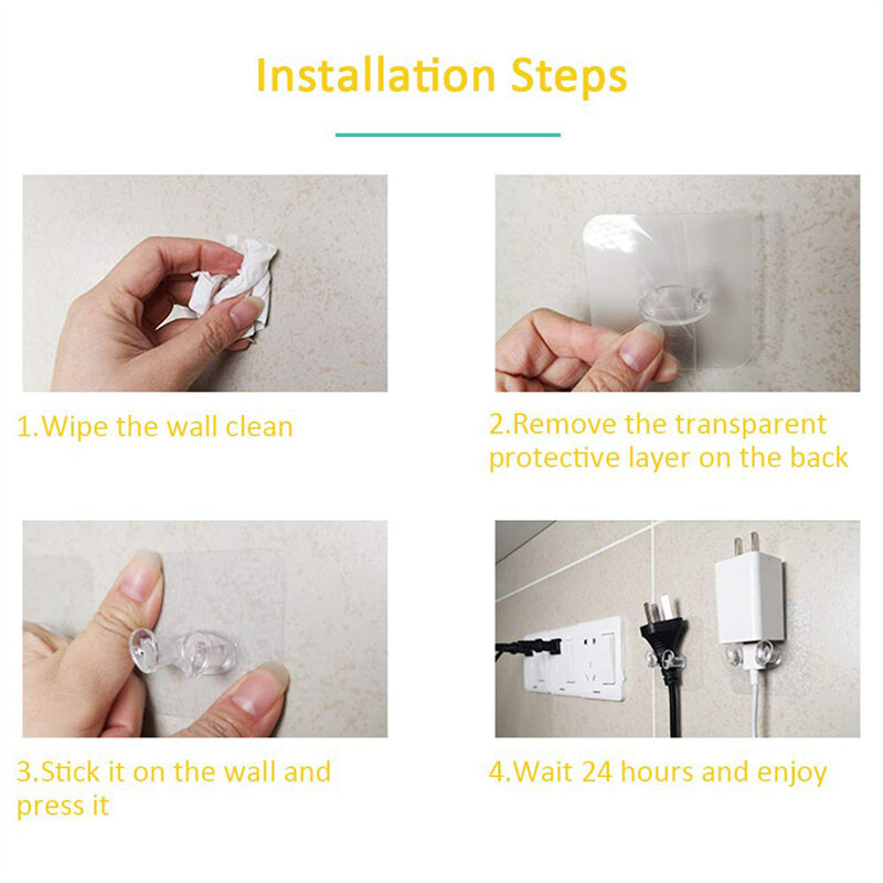 1/5Pcs Trong Suốt Mạnh Mẽ Cắm Móc Đa Năng Nhựa Trong Suốt Dán Móc Cho Phòng Tắm Nhà Bếp Văn Phòng Văn Phòng