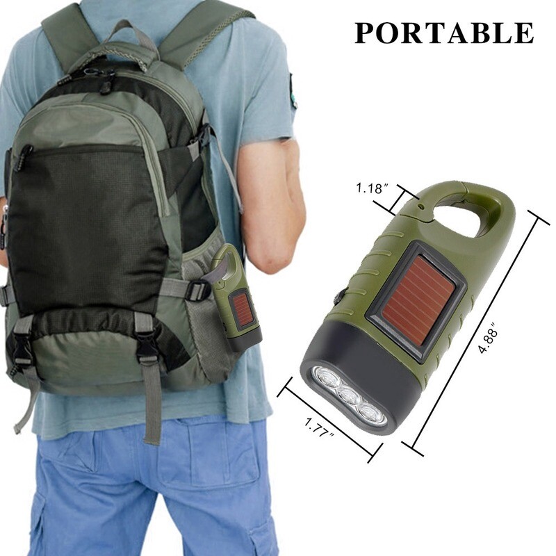 3 LED Flashlight, outdoor solar flashlight, hand power generation flashlight, Use solar panel power, 0.5W
