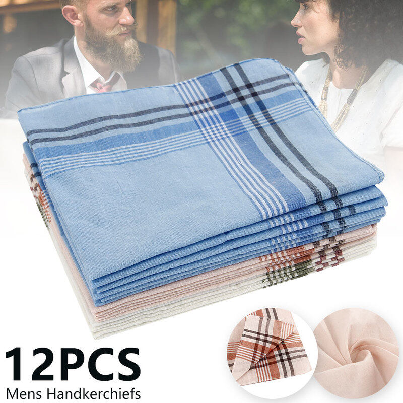 12x Mens Handkerchiefs Hankies Hankerchiefs Cloths 100 Pure Cotton Suit Gift Mimi Love ThaiPick