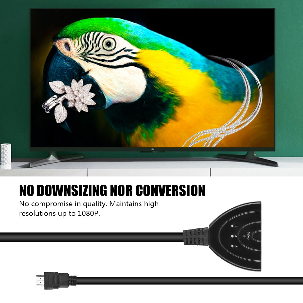 Bộ Chia Công Tắc Video 1080P, Bộ Chuyển Đổi Tín Hiệu Rời HDMI 3 Trong 1 Chuyển Đổi Cáp