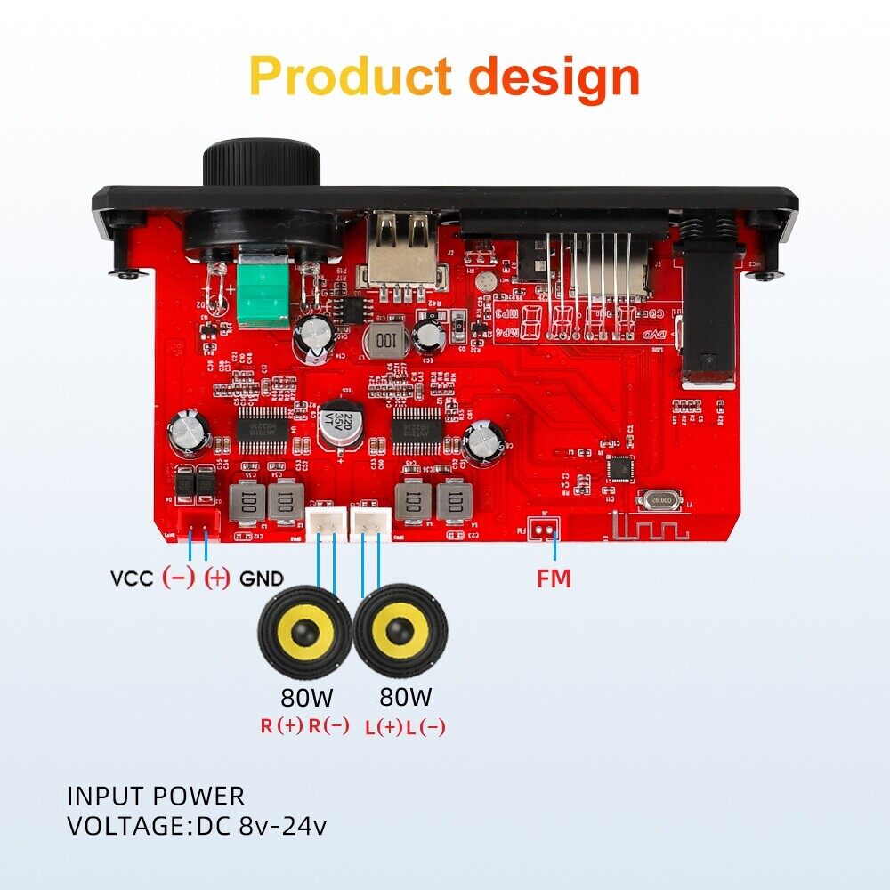 KEBIDU Bluetooth 5.0 MP3 2*80W Khuếch Đại Bluetooth Bảng Mạch Giải Mã MP3 12V MP3 Máy Nghe Nhạc Xe FM mô-đun radio TF Micro Ghi Âm gọi điện không cần dùng tay