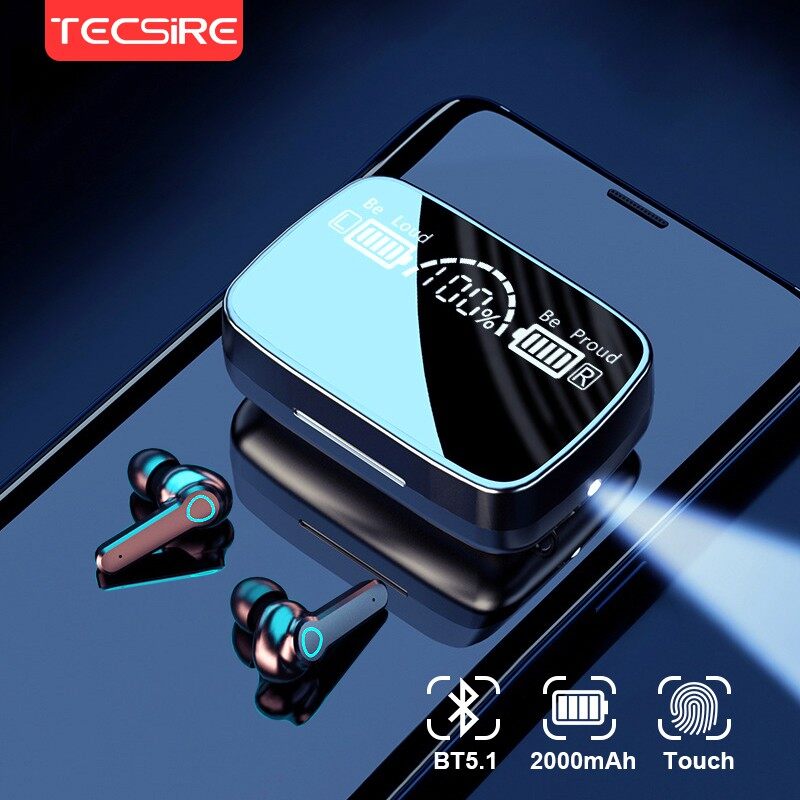 M19 Tai nghe TWS Tai nghe không dây Bluetooth 5.1 tai nghe Hifi stereo âm trầm điều khiển bằng cảm ứng chống thấm nước với Micro Màn hình LED kỹ thuật số Ruija