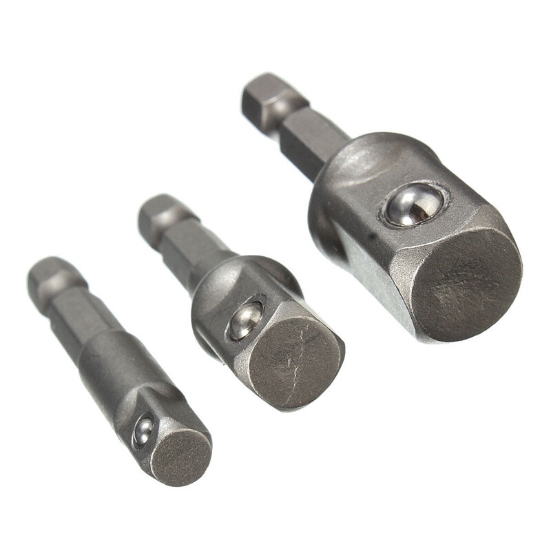 3 đầu nối chuyển đổi ổ cắm mũi khoan điện chuôi lục giác đến 1/4 3/8 1/2 BOKALI