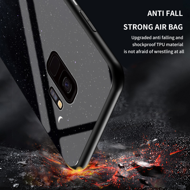 Zeallion Cho [Samsung Galaxy S8 S9 Plus S7 Edge Note 10 Plus 8 9] Kính Cường Lực Màu Gradient Bầu Trời Đầy Sao Sang Trọng Ốp Điện Thoại Ốp Lưng Bảo Vệ Chống Va Đập Chống Rơi
