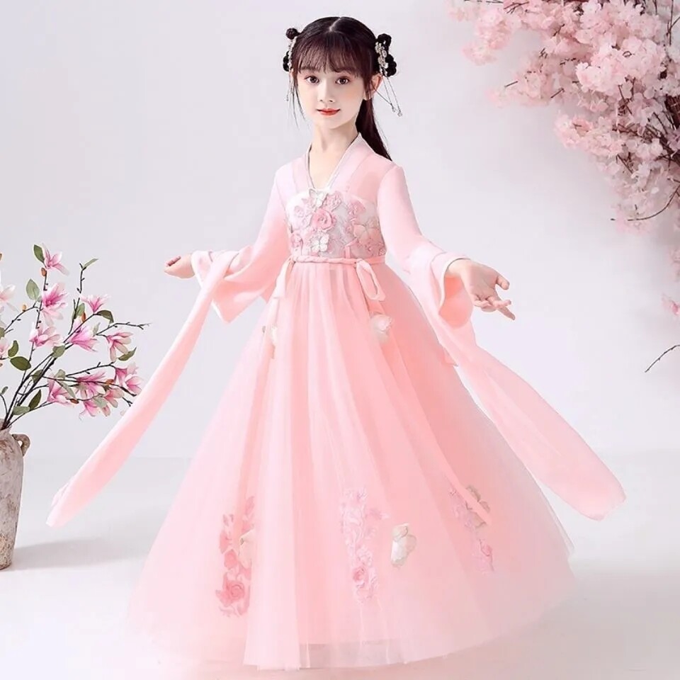 Girls' Hanfu Chinese Style Autumn Costume Costume Everyday Children'S Skirt Tang Costume Super Fairy Sakura Princess Fairy Dress
